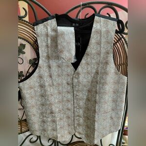 Men's Paisley Vest and Tie Set - Cream and Brown